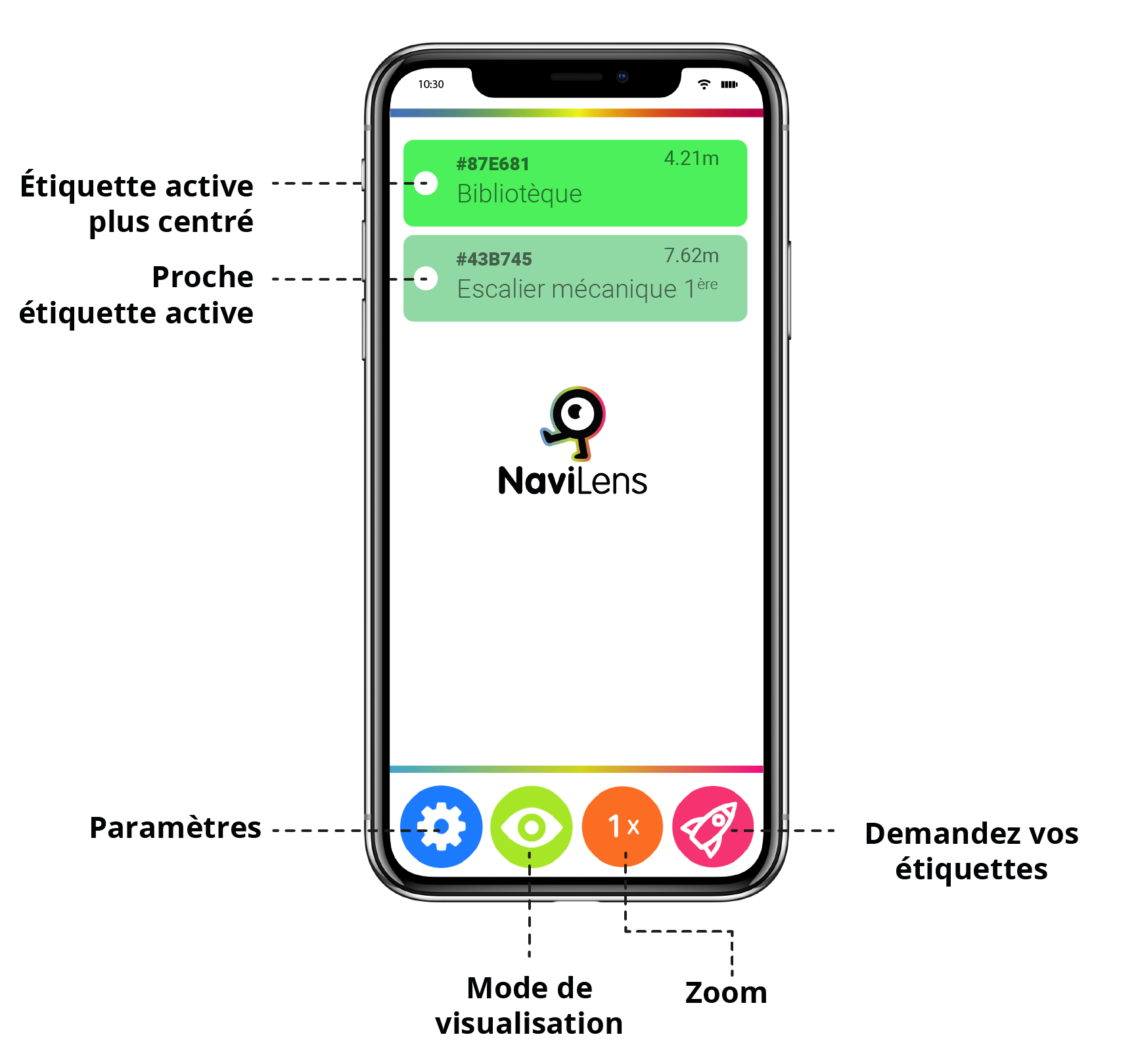 Interface de l’application présentée dans un cellulaire