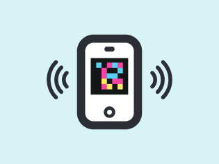 Cellphone pictogram with a NaviLens color code