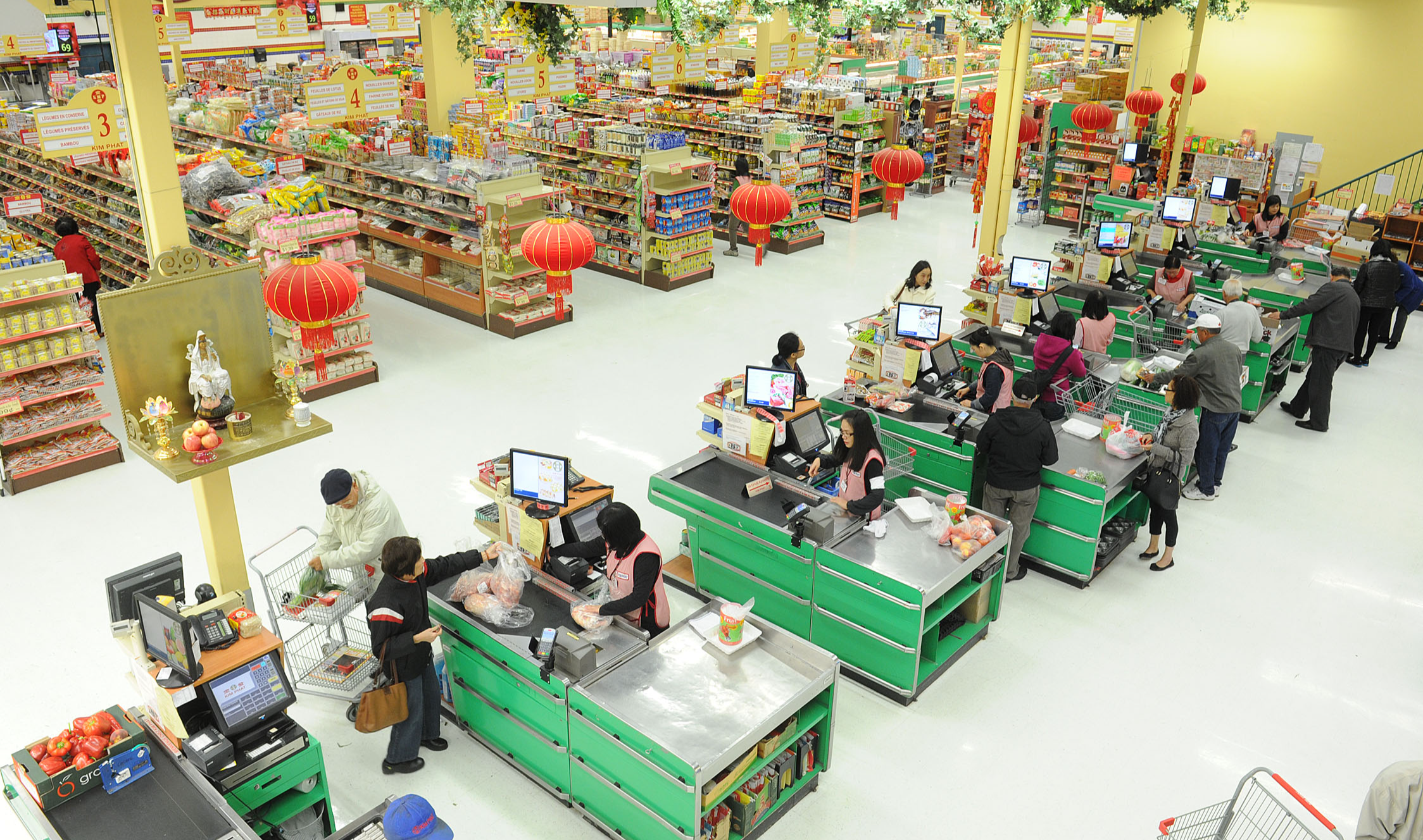 Bird’s-eye view of inside the grocery store