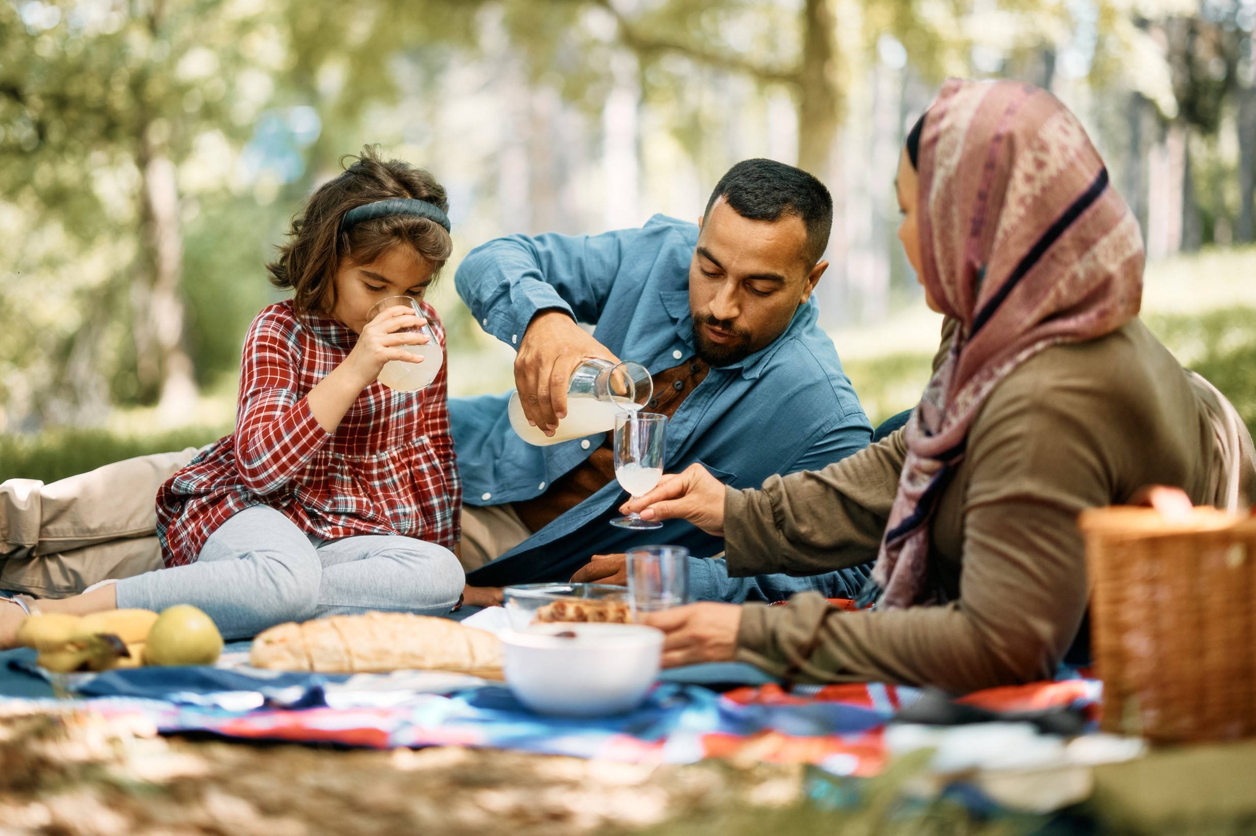 Family eating outdoors