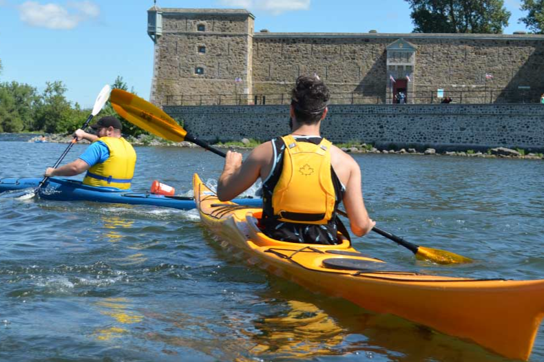 Man kayaking on the lake