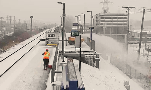 Snow removal train platform